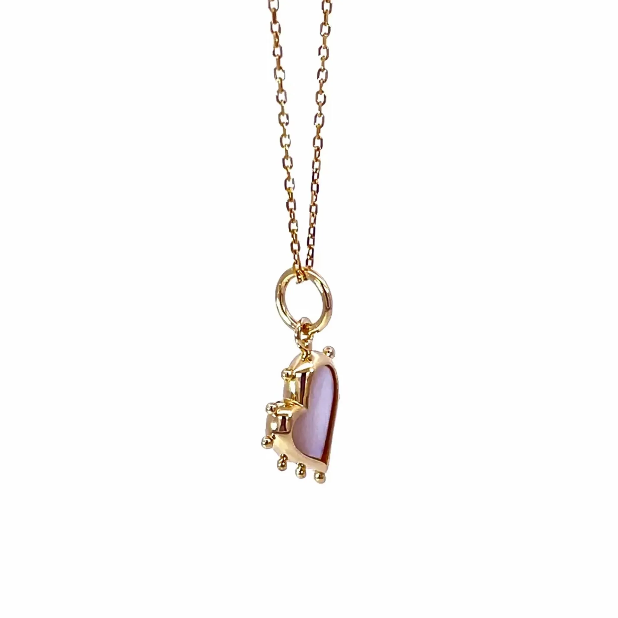 Petite Mother of Pearl Gold Heart Necklace