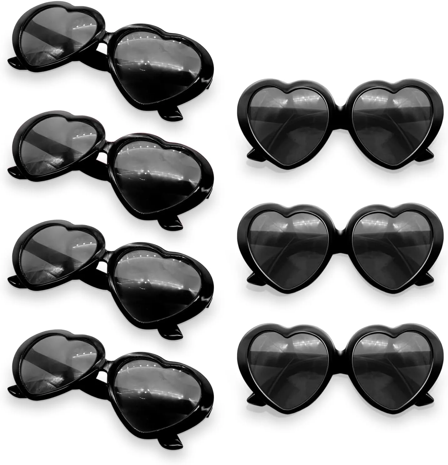 Pibupibu 7 Pack Black Kids Toddler Heart Shape Sunglasses Party Favor Supplies for Girls Boys