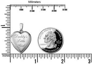 PicturesOnGold.com Sterling Silver 'Daddy's Little Girl' Heart Locket Pendant Necklace - 3/4 Inch X 3/4 Inch