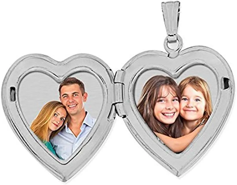 PicturesOnGold.com Sterling Silver 'Daddy's Little Girl' Heart Locket Pendant Necklace - 3/4 Inch X 3/4 Inch