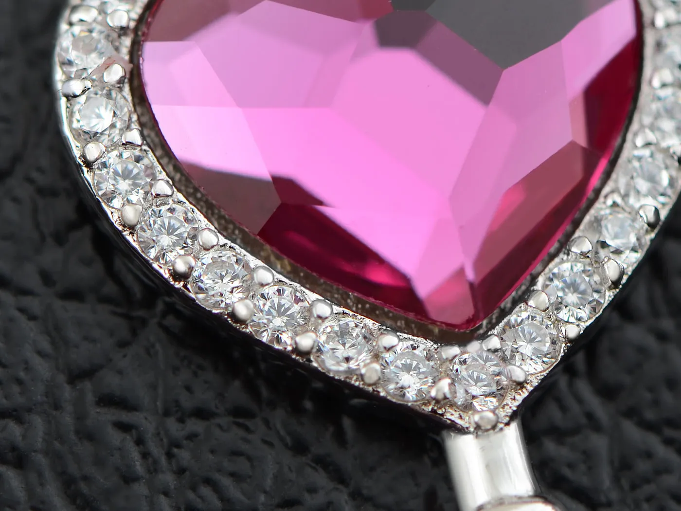 Pink Elements Key To Heart Pendant 925 Silver Chain Necklace Gift