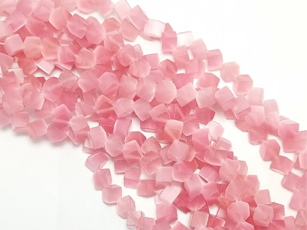 Pink Monalisa Cube Stone Beads