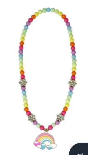 PINK POPPY DAISY RAINBOW NECKLACE