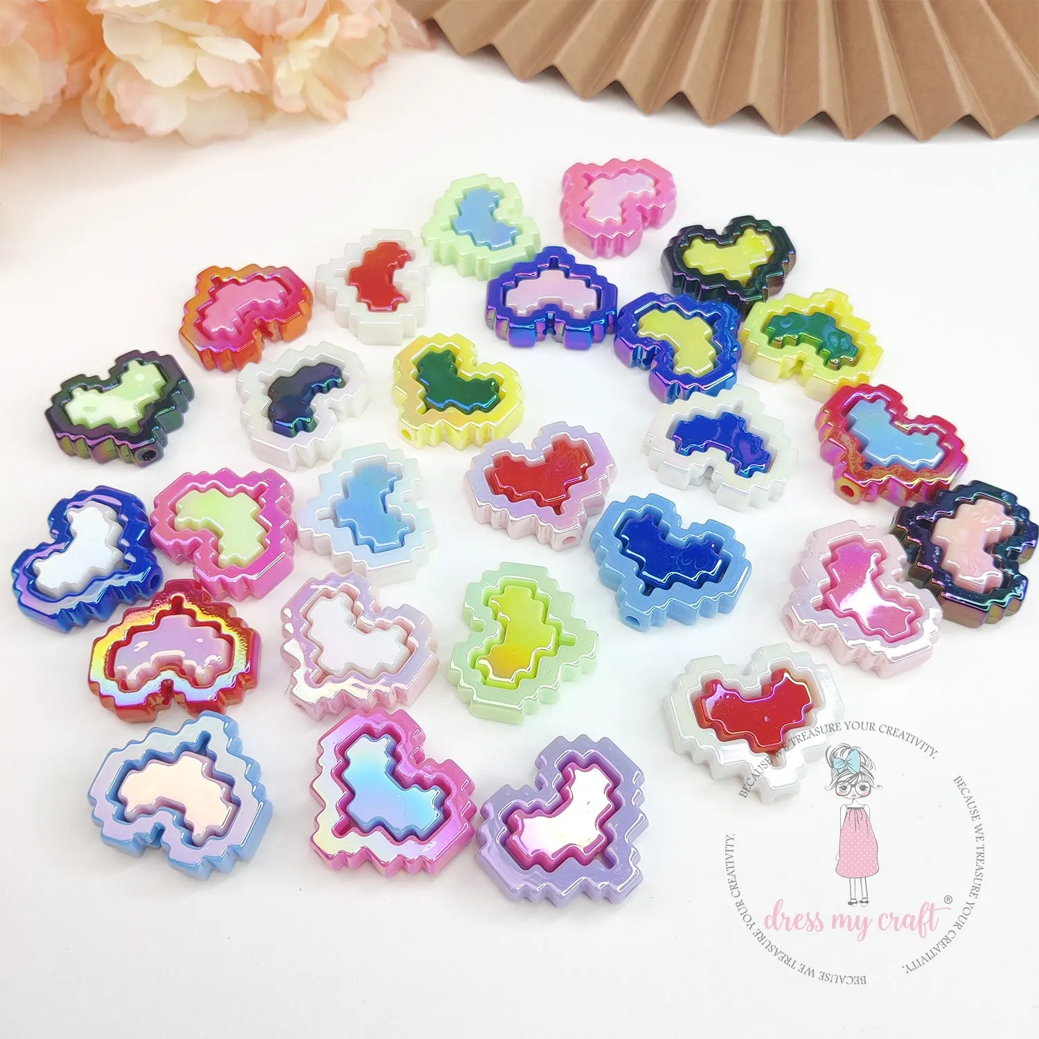Pixel Valentine Beads - Multicolor
