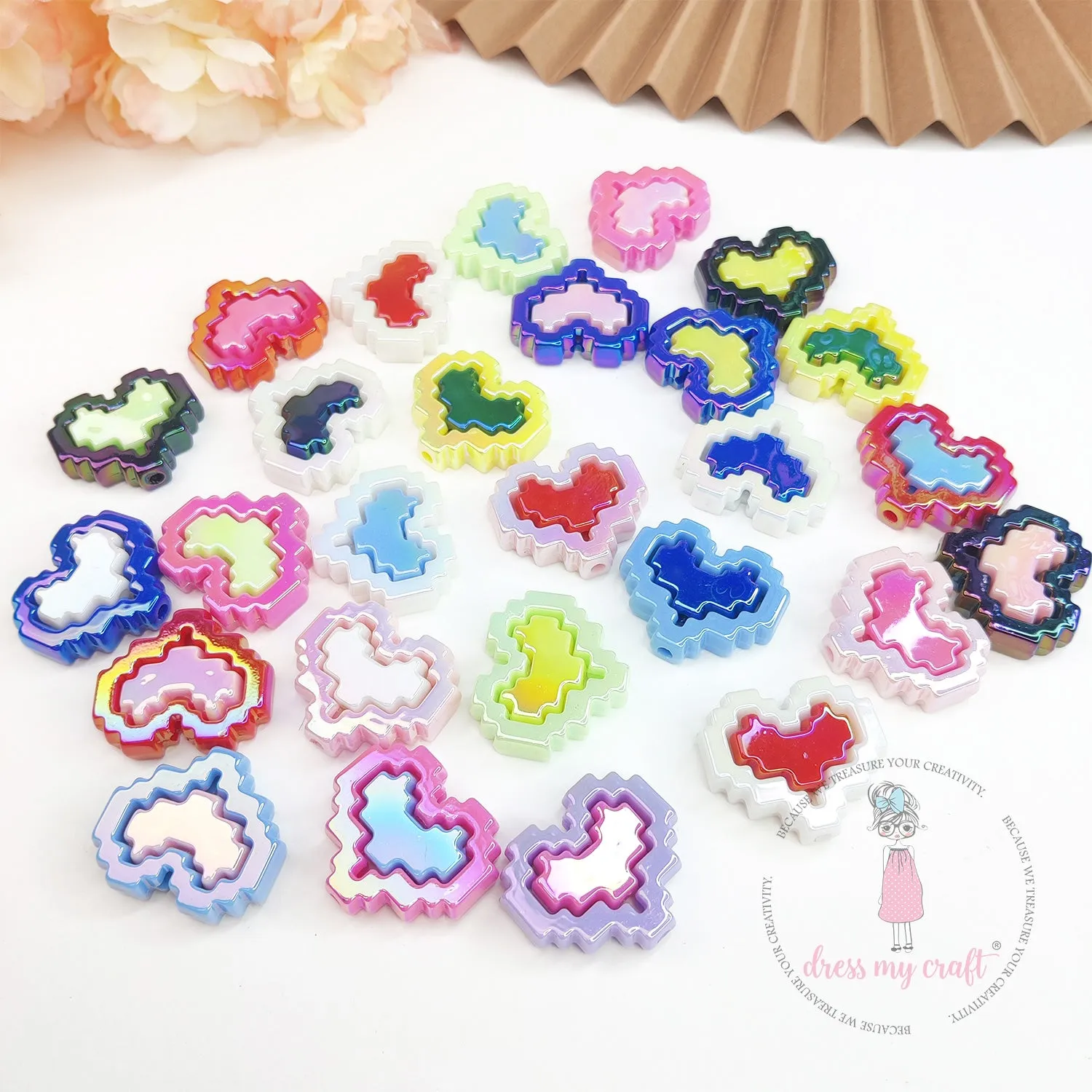 Pixel Valentine Beads - Multicolor