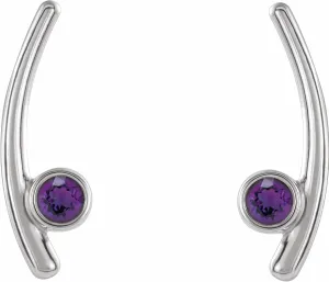 Platinum Natural Amethyst Ear Climbers Glittering