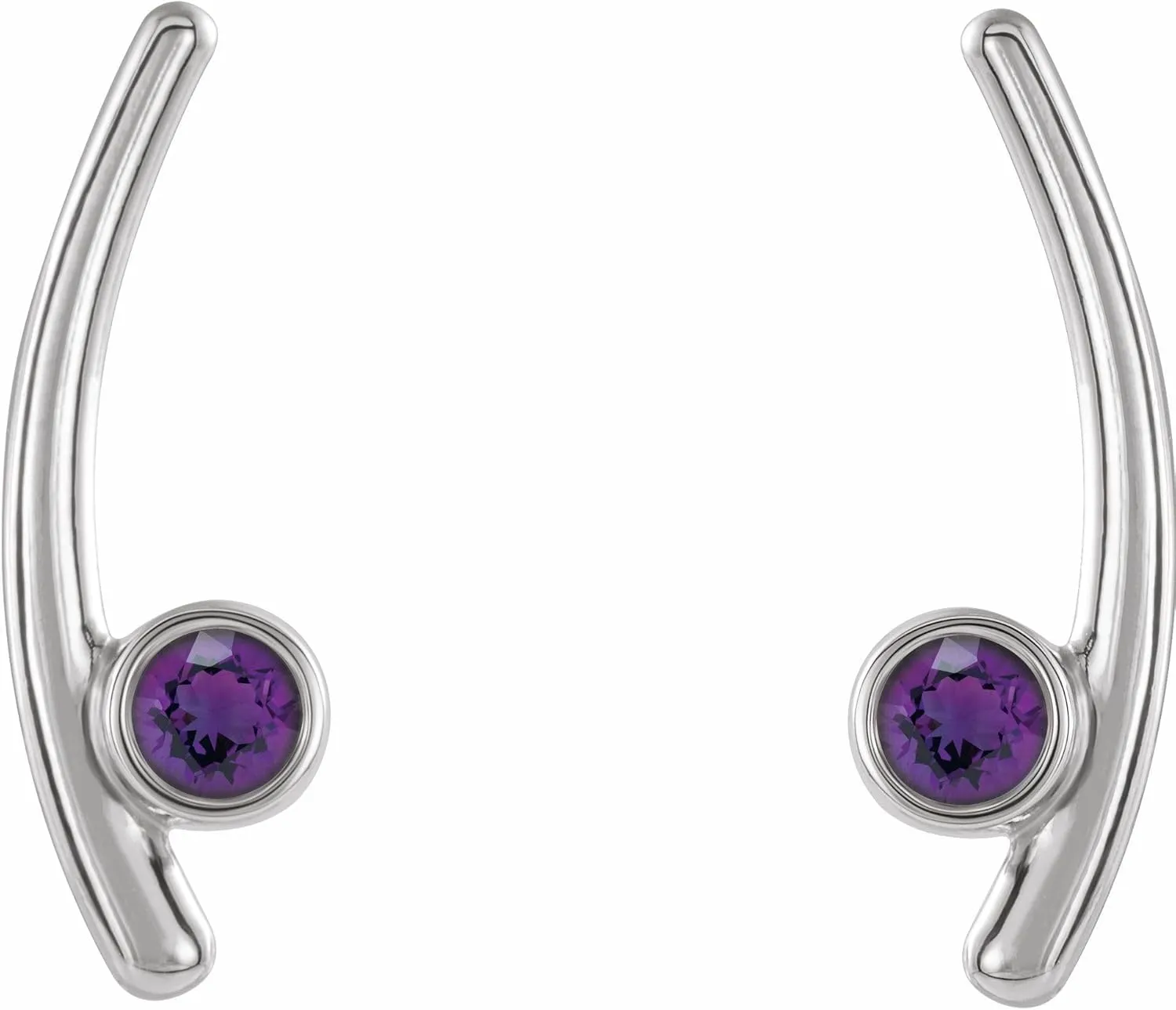 Platinum Natural Amethyst Ear Climbers Glittering