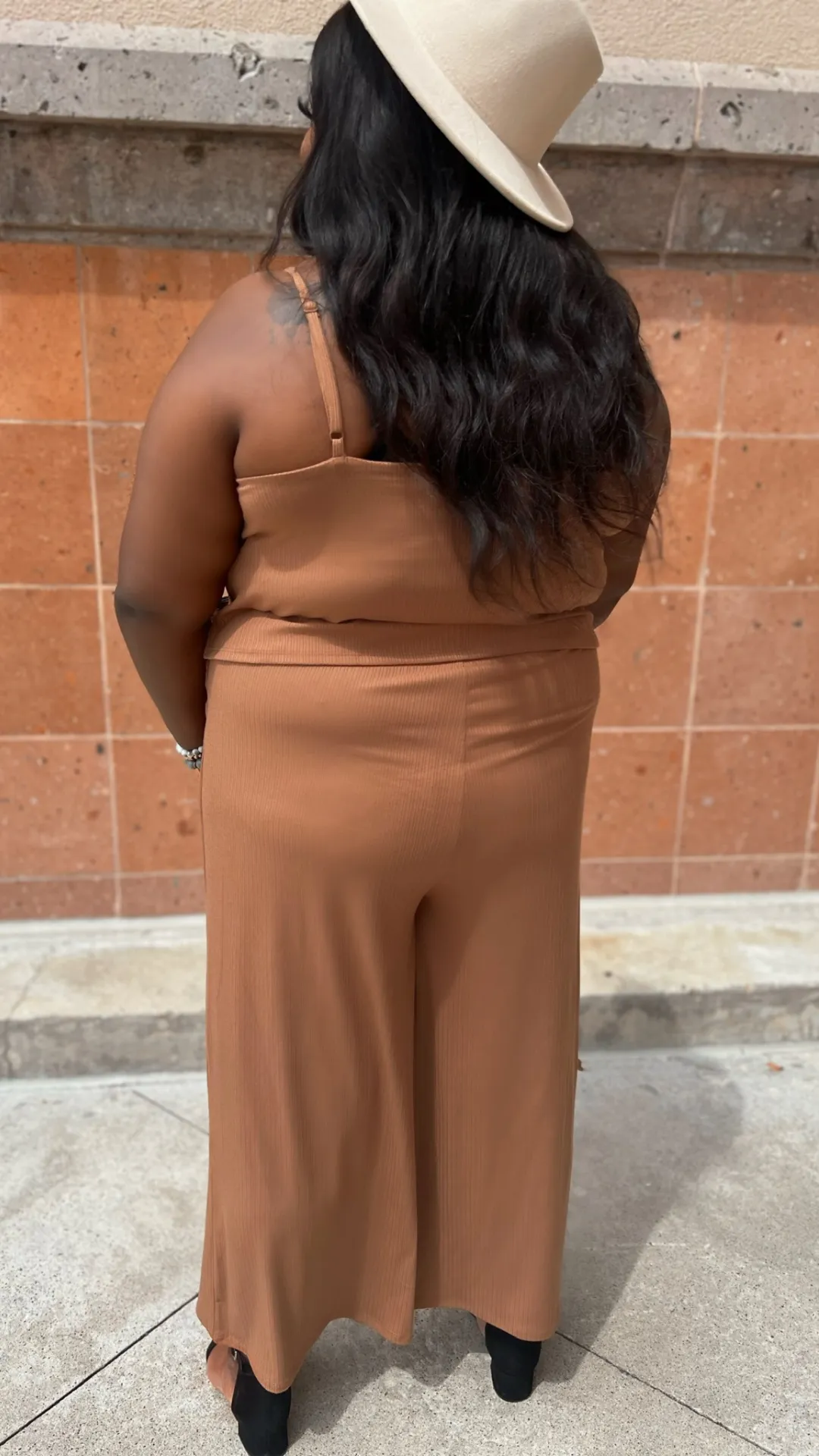 [PLUS] Deep Camel Double Layered Jumpsuit