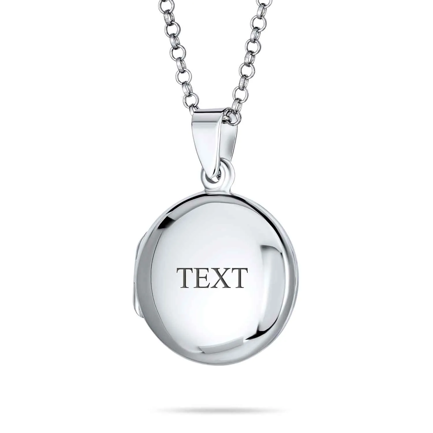 Polished Silver Dome Photo Locket Necklace Pendant for Pictures