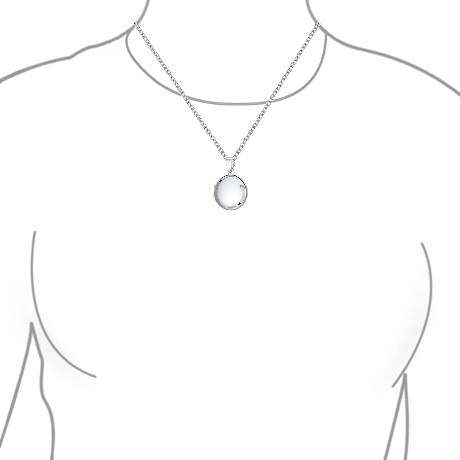 Polished Silver Dome Photo Locket Necklace Pendant for Pictures