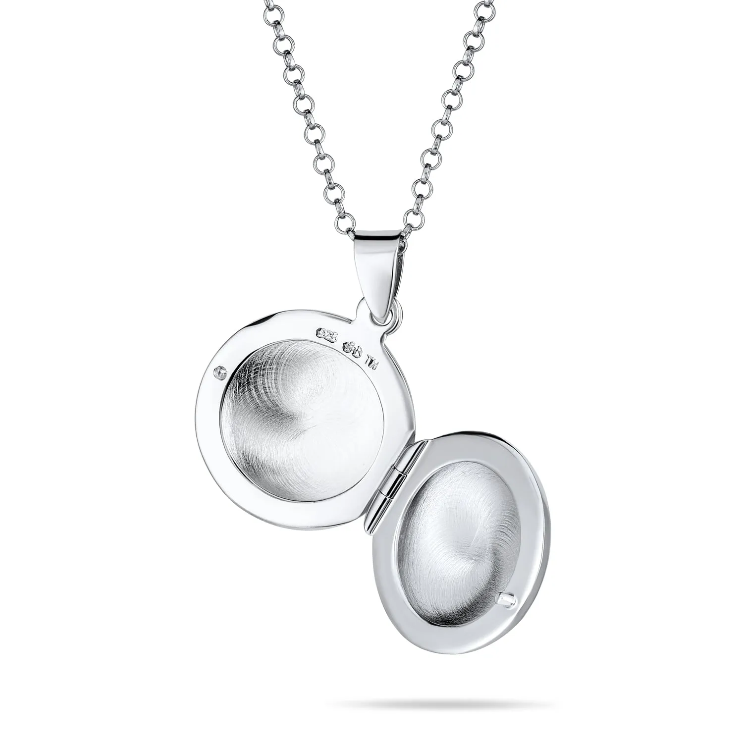 Polished Silver Dome Photo Locket Necklace Pendant for Pictures