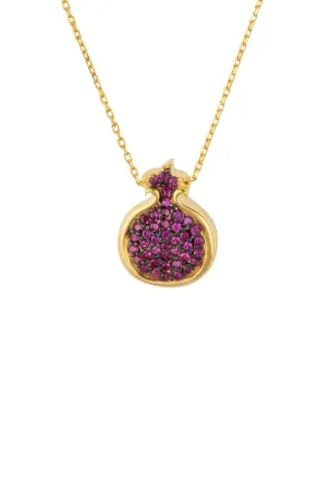 Pomegranate Ruby Pink Pendant Necklace Gold