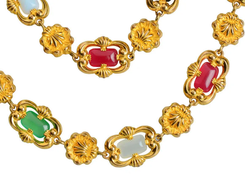 Portrait of Style - Georgian Pinchbeck Colorful Long Chain