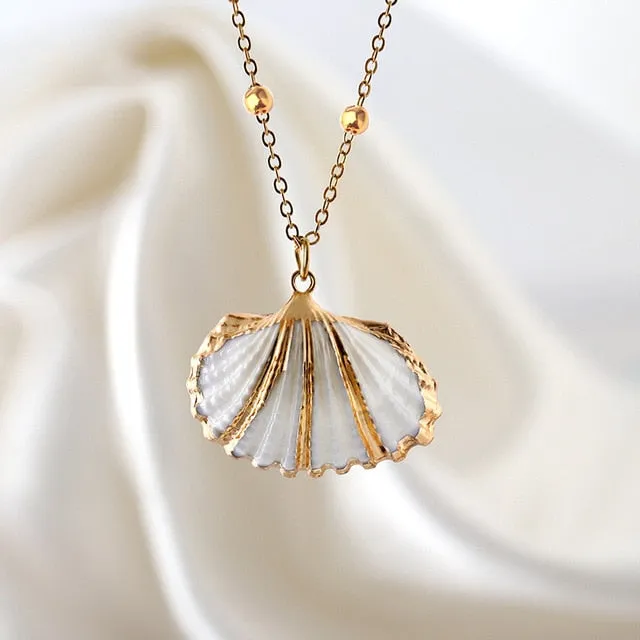 POXAM 2019 Fashion Hot Bohemian Seashell Necklaces for Women Man Summer Beach Natural Conch Shell Pendant Choker Chain jewelry