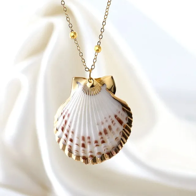 POXAM 2019 Fashion Hot Bohemian Seashell Necklaces for Women Man Summer Beach Natural Conch Shell Pendant Choker Chain jewelry