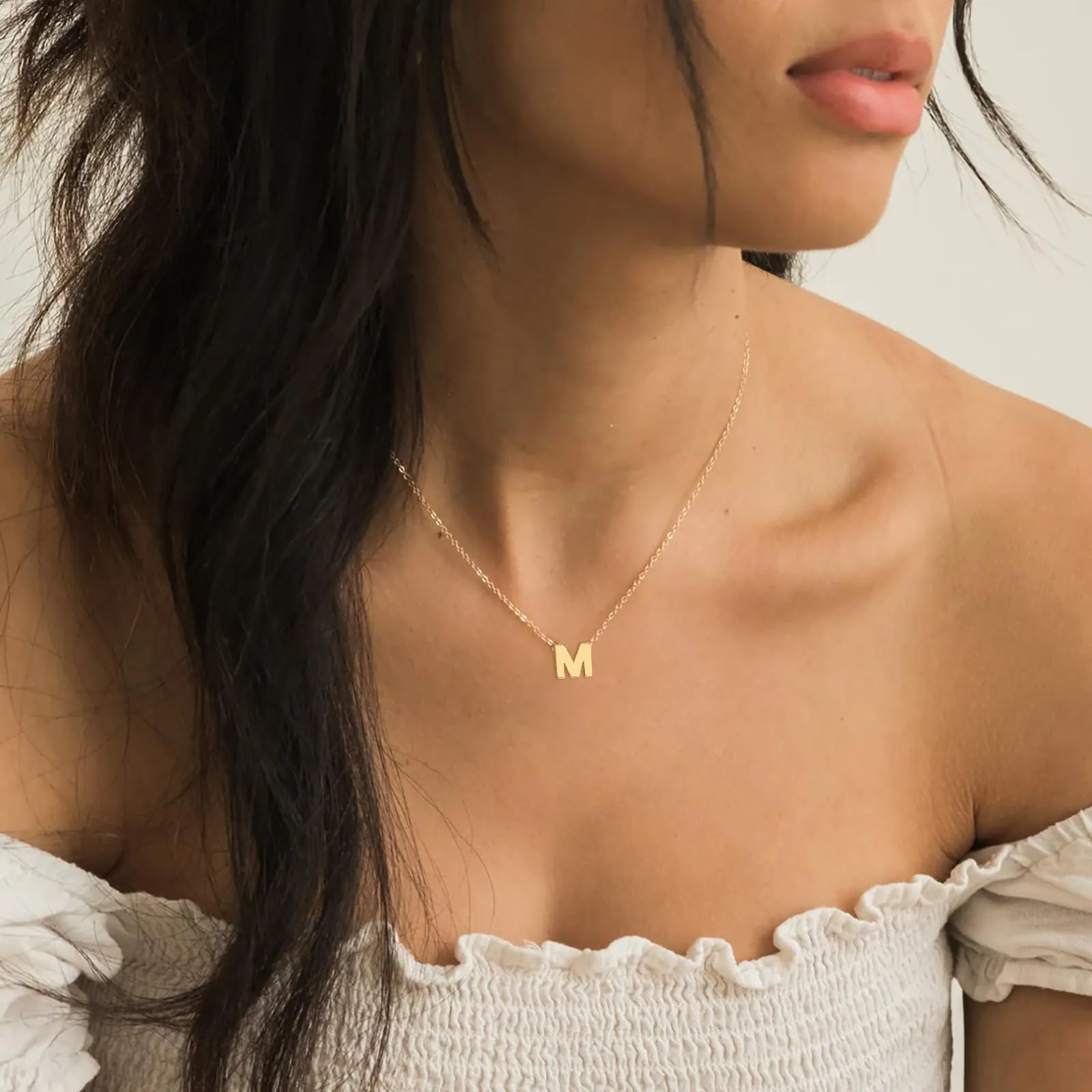 Poxtex Gold Necklaces for Women Girls Dainty Silver Initial Necklace 14K Real Gold Plated Letter Necklace 26 Capital A-Z Monogram Name Pendant Choker Necklaces Stack Jewelry Set for Girls Gift Trendy