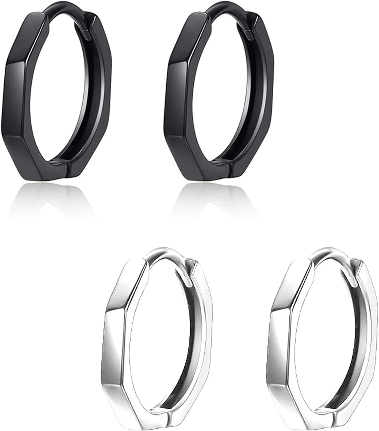 Punk Men Hoop Earrings Huggie Hypoallergenic Geometric Earrings for Women
