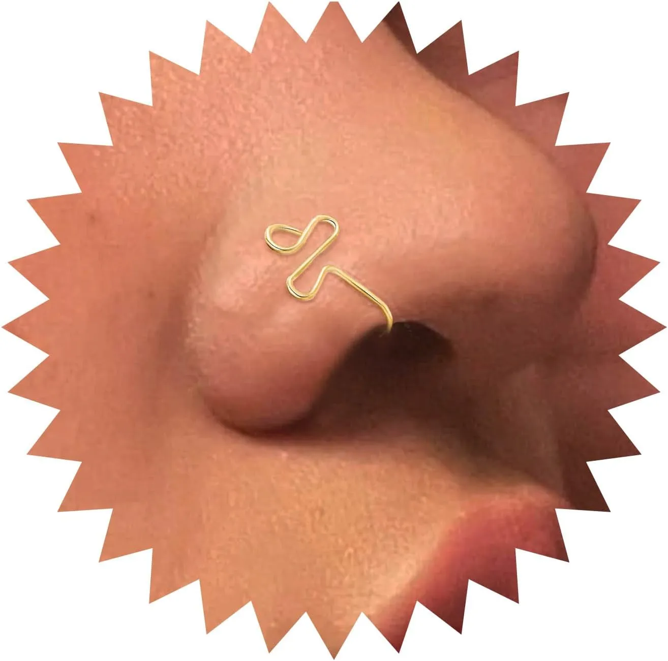 Punk Nose Hoop Ring Gold Circle Geometric Nose Ring Geometric Nose Piercing Ring Wire Nose Septum Ring Hoop Jewelry for Women and Girls Gifts