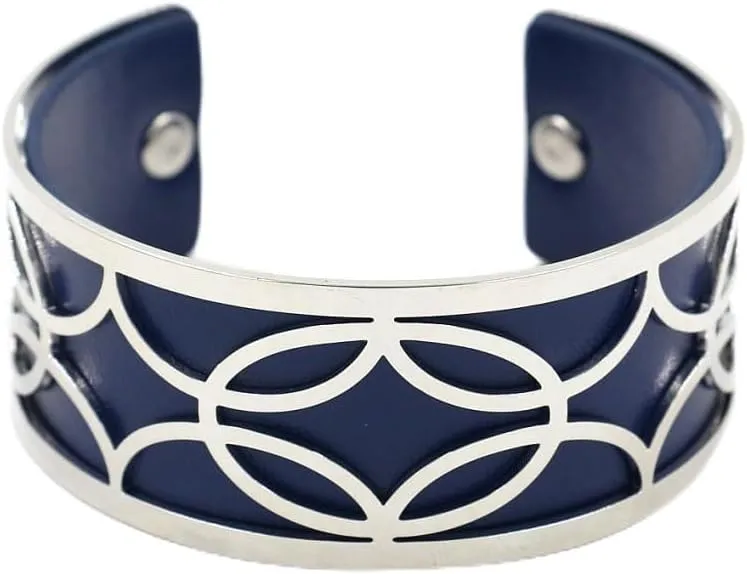 Punk Rock Alloy Geometric Pattern Pu Leather Open Cuff Bracelet
