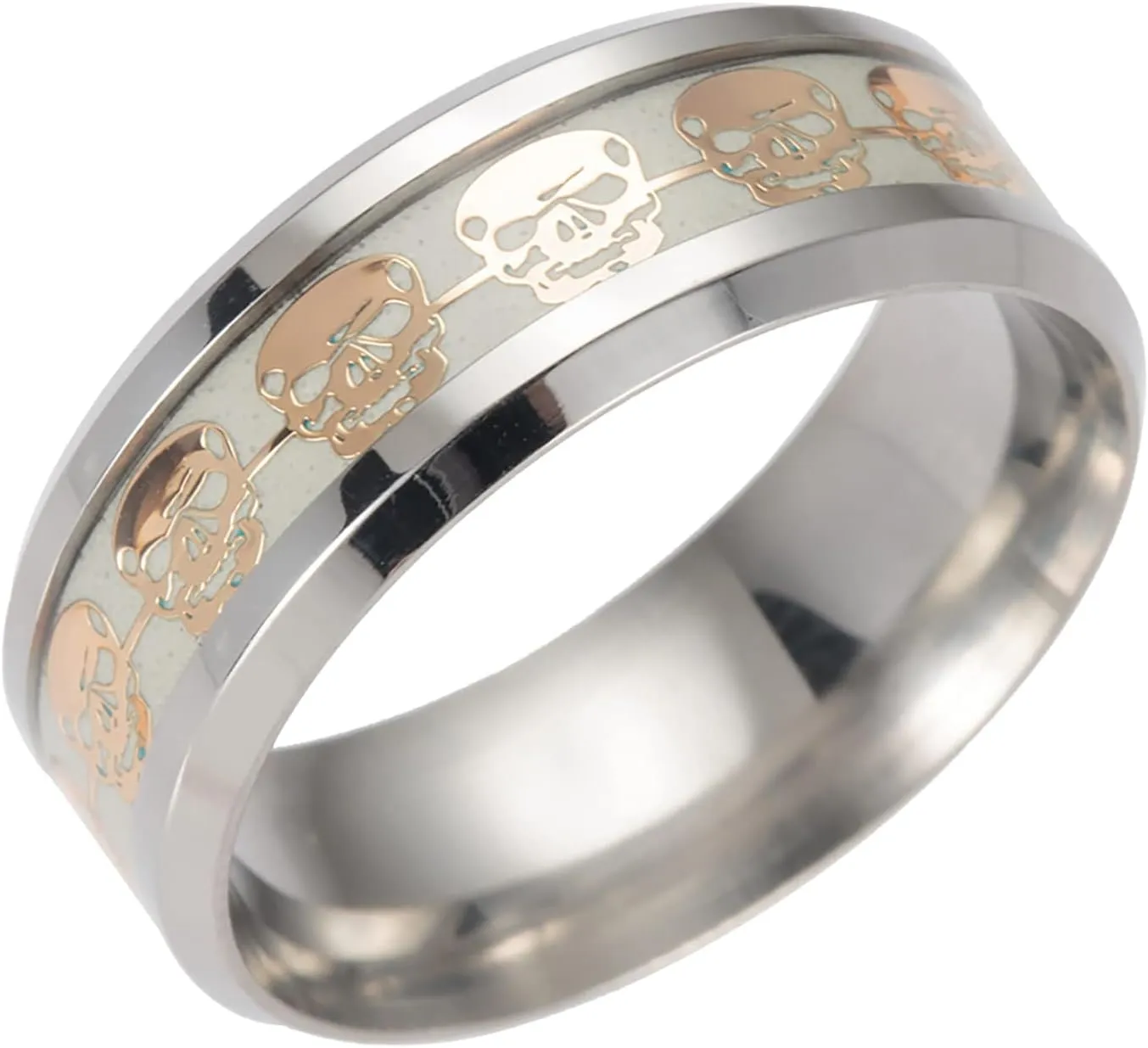 Punk Style Illuminated Ring for Women Men Titanium Steel Anniversary Ring Promise Ring Minimalist Design Rings (Gold, 10)