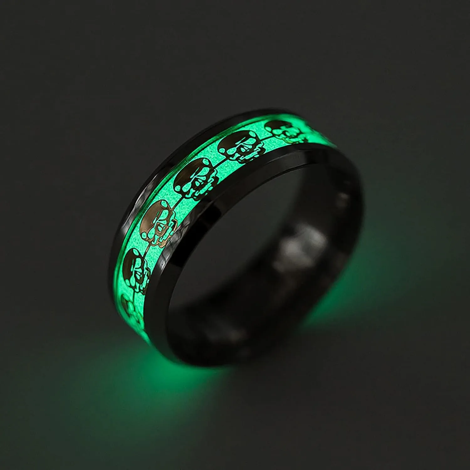 Punk Style Illuminated Ring for Women Men Titanium Steel Anniversary Ring Promise Ring Minimalist Design Rings (Gold, 10)