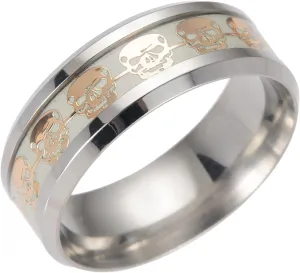 Punk Style Illuminated Ring for Women Men Titanium Steel Anniversary Ring Promise Ring Minimalist Design Rings (Gold, 10)
