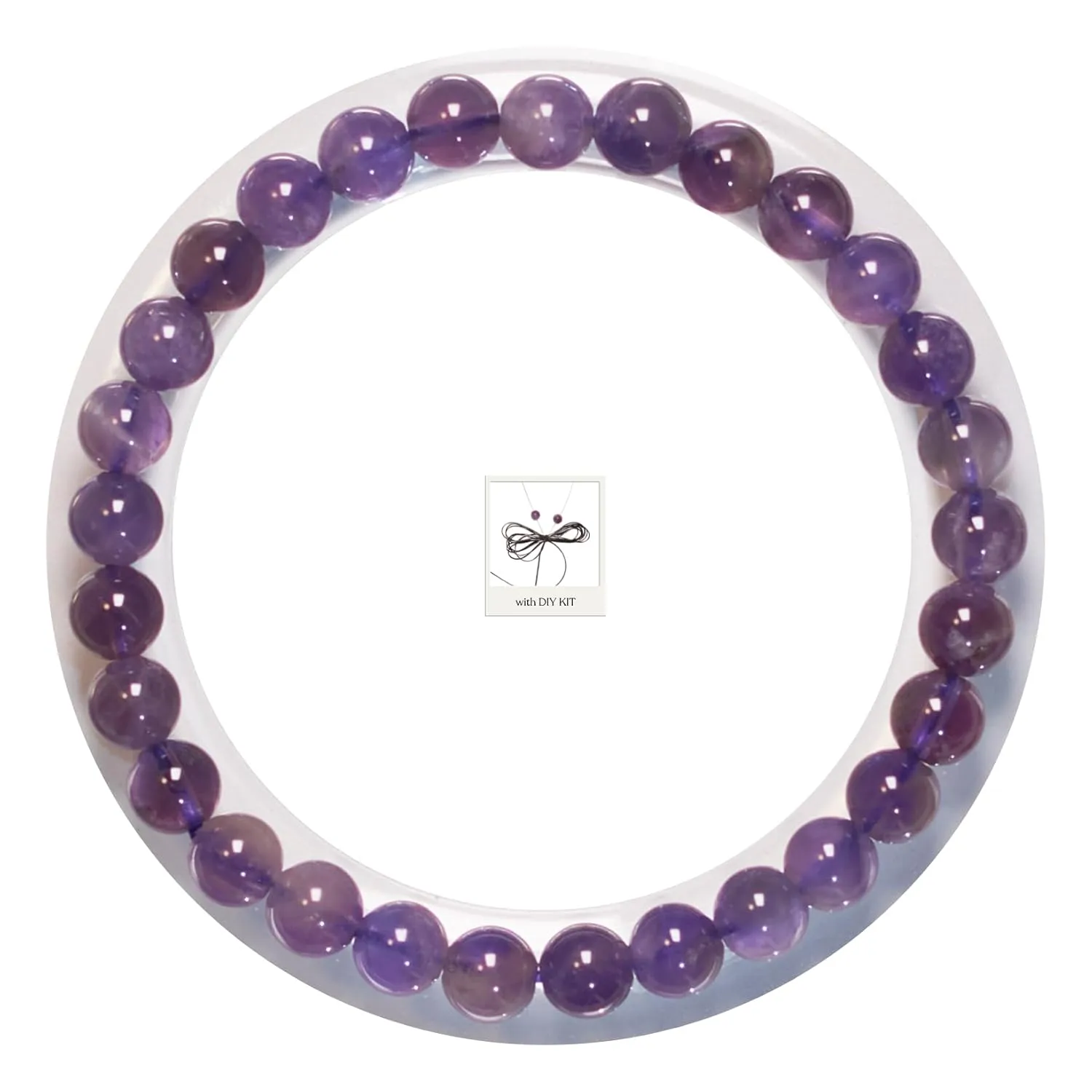Purple Amethyst Bracelet for Men Women Healing Anxiety Relief Beaded Bracelet Handmade Natural Crystal Stretch Jewelry with DIY Kit - BANANE LAB - Essence Collection - Size 6MM