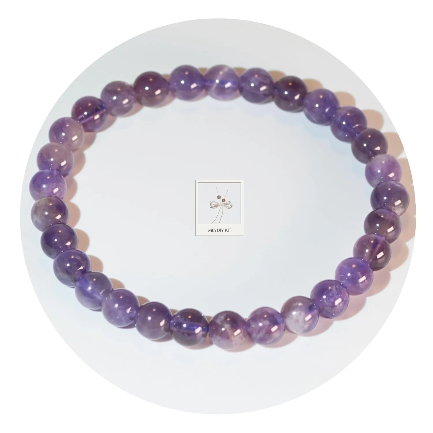 Purple Amethyst Bracelet for Men Women Healing Anxiety Relief Beaded Bracelet Handmade Natural Crystal Stretch Jewelry with DIY Kit - BANANE LAB - Essence Collection - Size 6MM