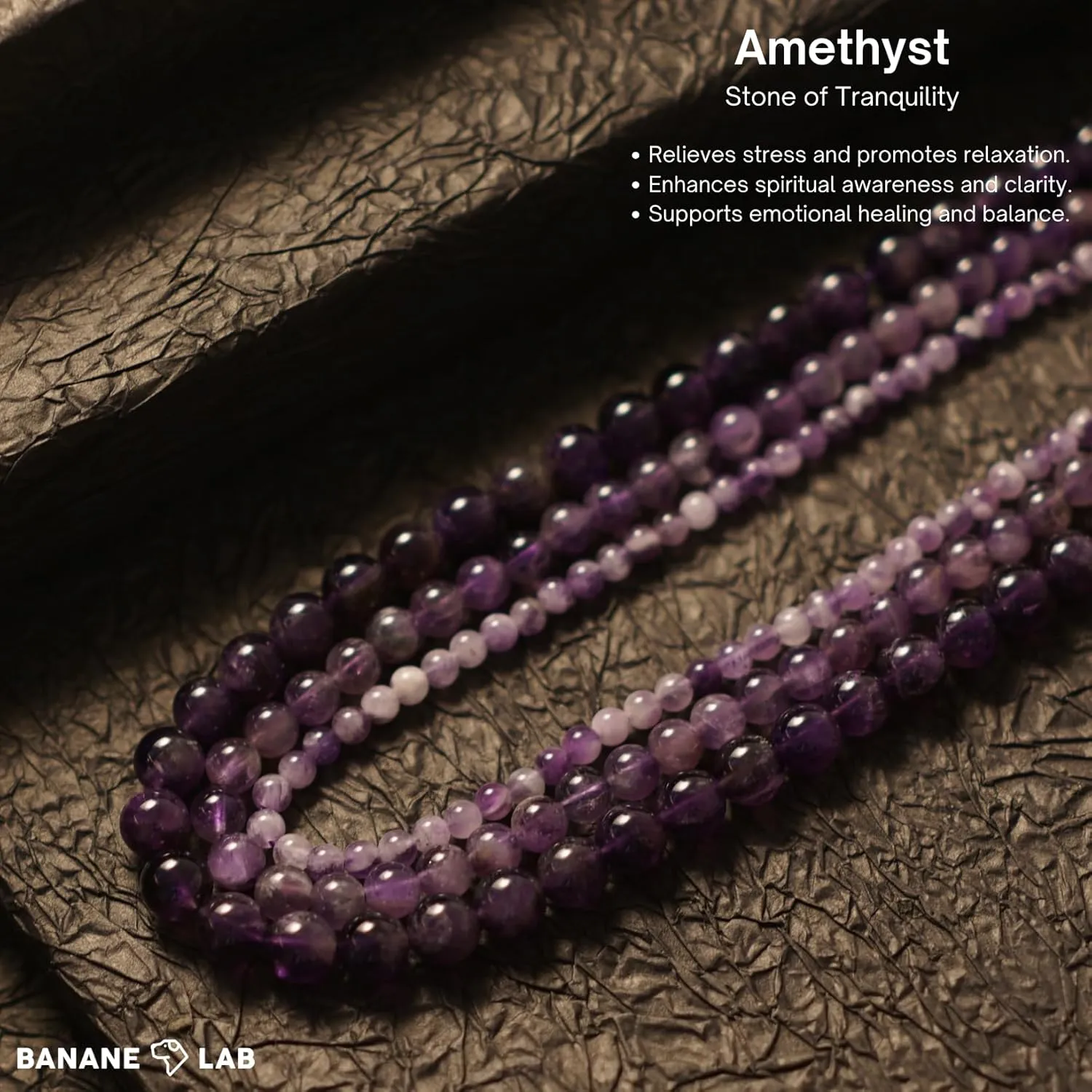 Purple Amethyst Bracelet for Men Women Healing Anxiety Relief Beaded Bracelet Handmade Natural Crystal Stretch Jewelry with DIY Kit - BANANE LAB - Essence Collection - Size 6MM