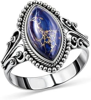 Purple Blue Turquoise Rings for Women 925 Sterling Silver Band Boho Western Turquoise Jewelry Promise Rings for Her Anniversary Birthday Mothers Day Gifts