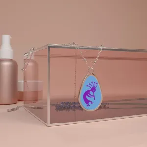 Purple Kokopelli Oval Necklace