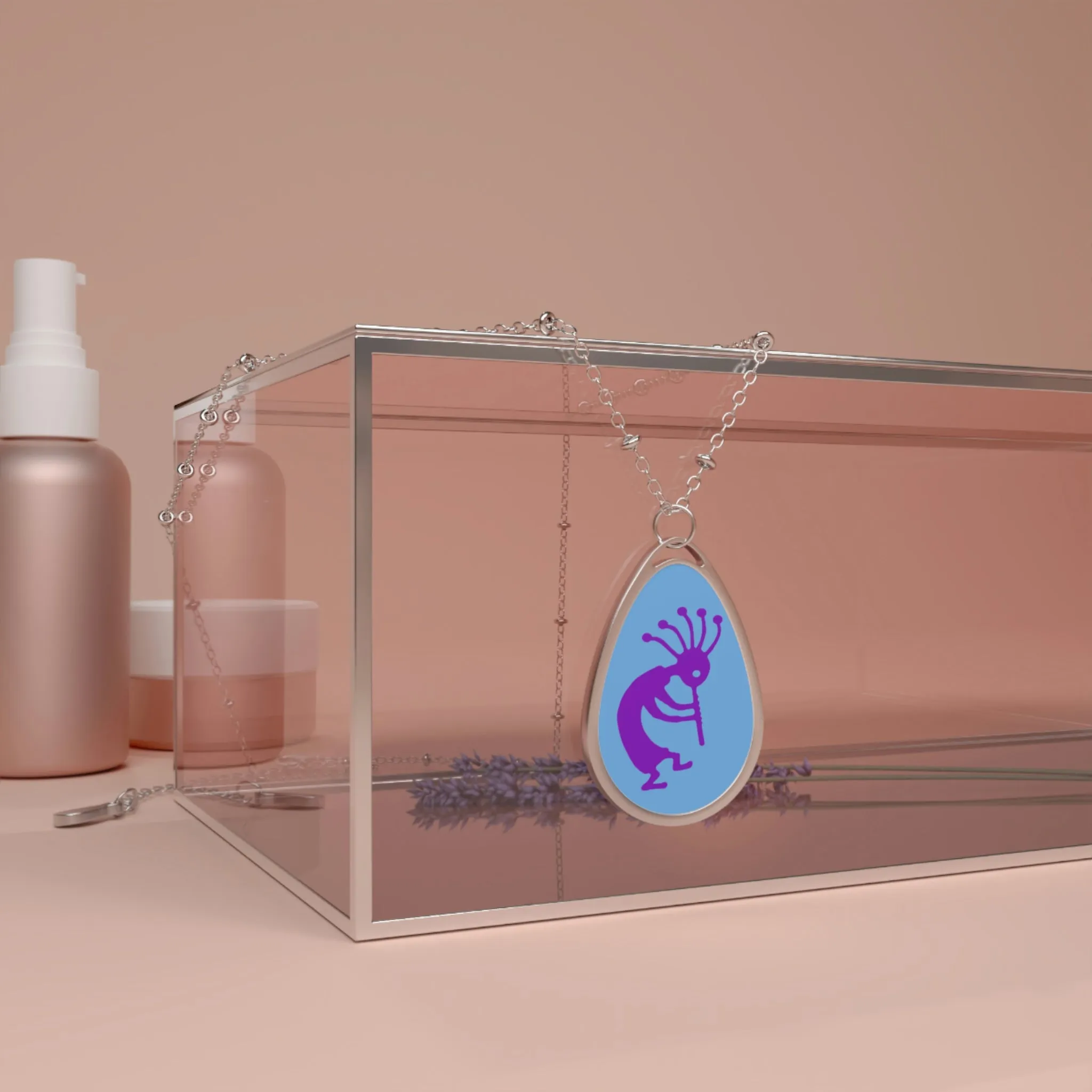 Purple Kokopelli Oval Necklace