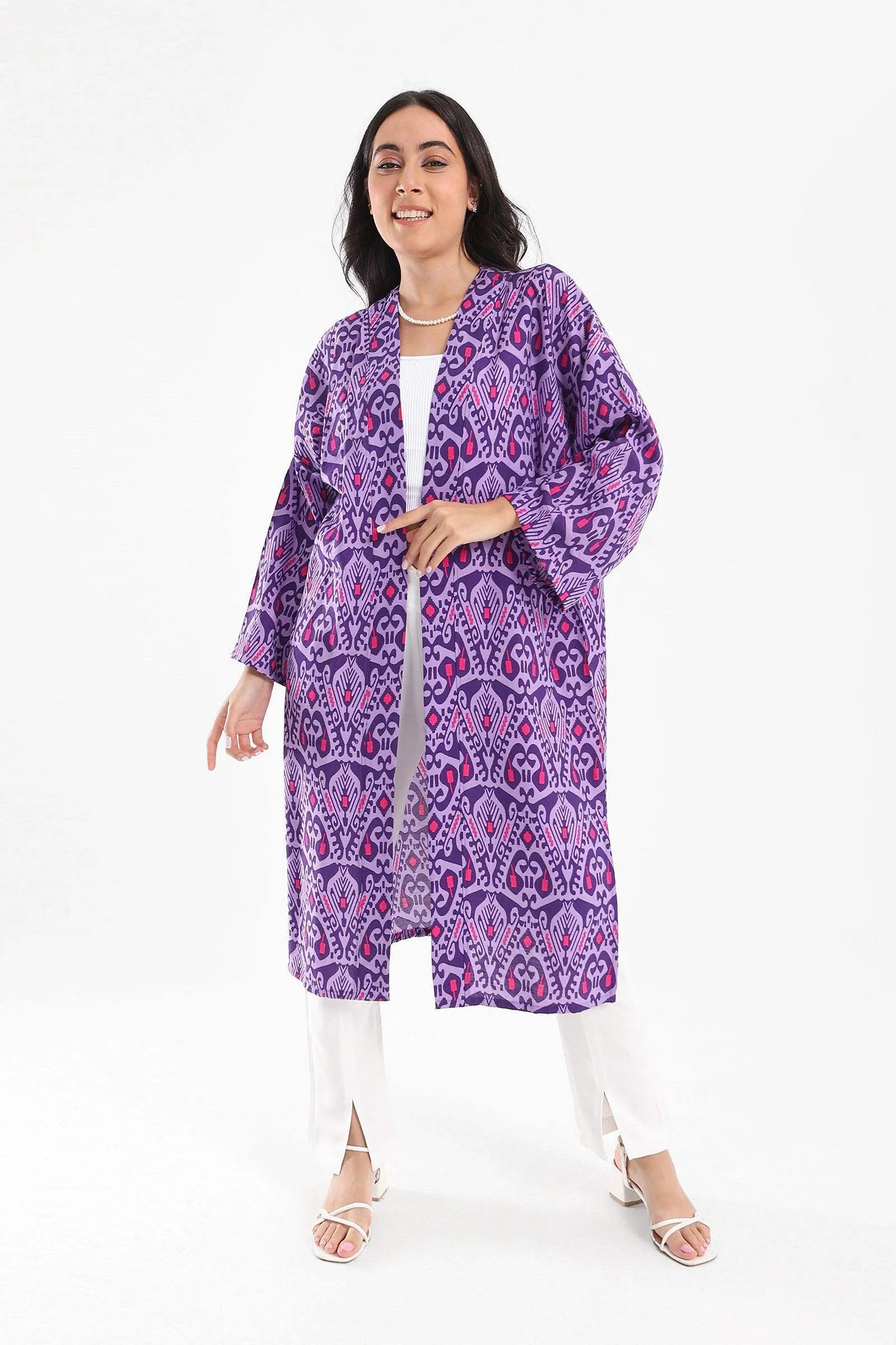 Purple Printed Kimono
