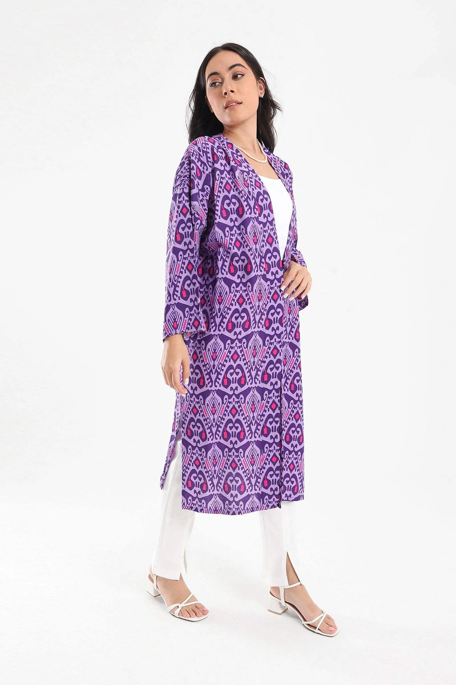 Purple Printed Kimono