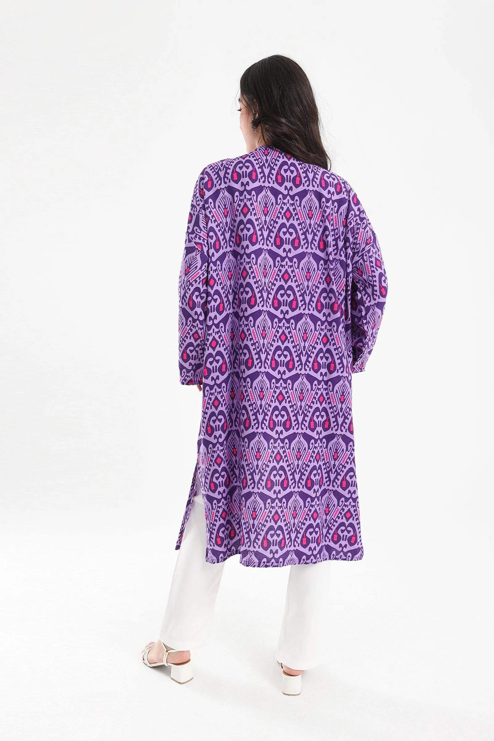Purple Printed Kimono