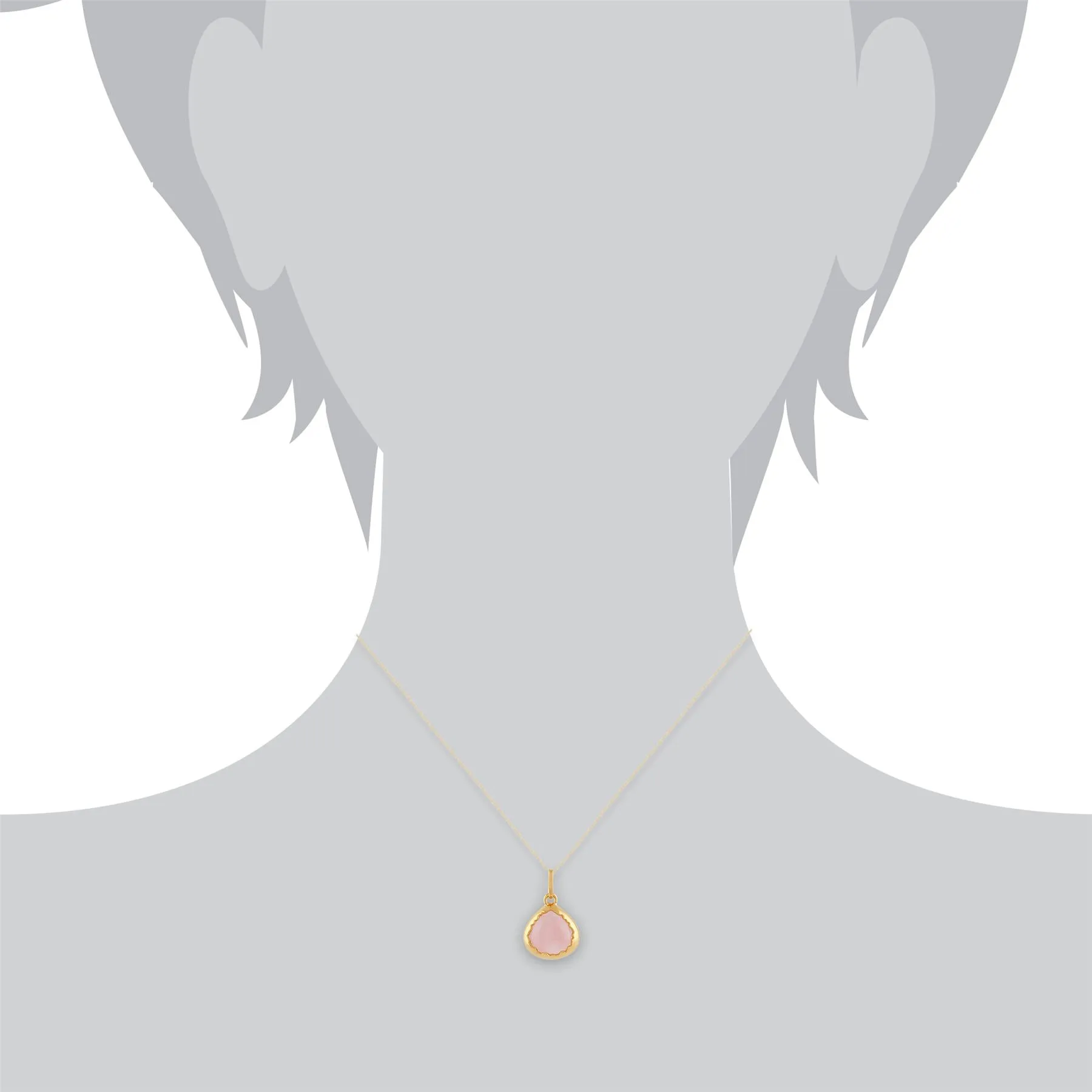 Quartz Rose 'Diantha' Pastel Collier en 9ct Or Jaune Plaqué Argent Sterling