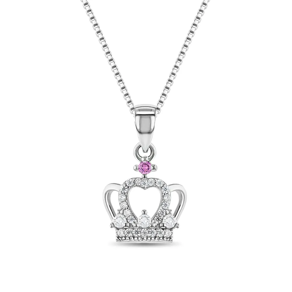 Queen for a Day Crown Kids / Children's / Girls Pendant/Necklace - Sterling Silver