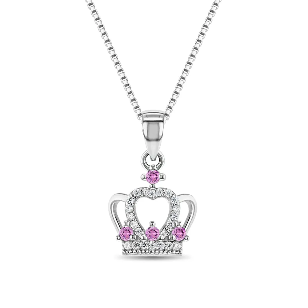 Queen for a Day Crown Kids / Children's / Girls Pendant/Necklace - Sterling Silver
