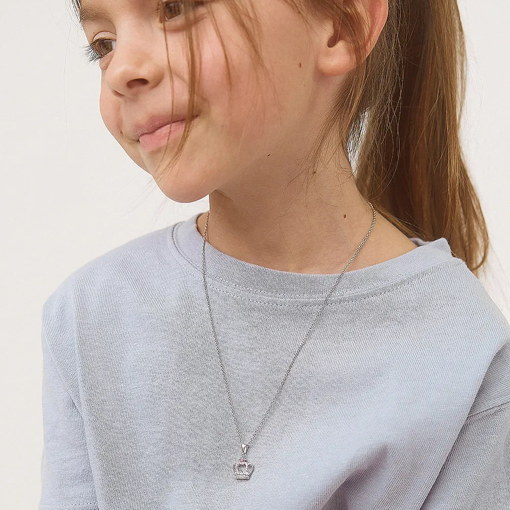 Queen for a Day Crown Kids / Children's / Girls Pendant/Necklace - Sterling Silver