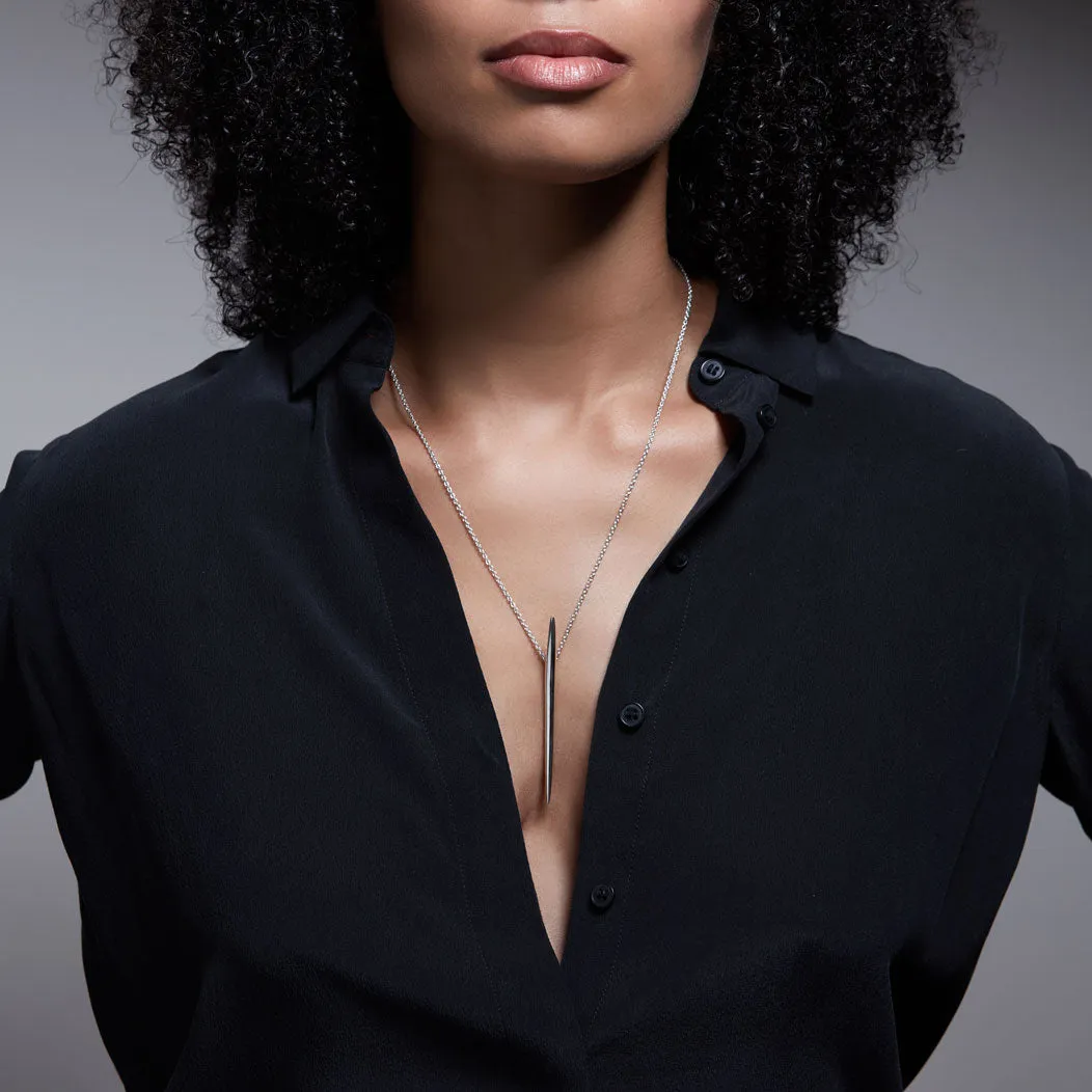 Quill Long Pendant - Silver