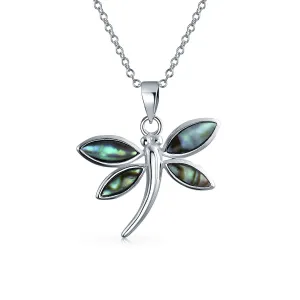 Rainbow Abalone Shell Butterfly Dragonfly Firefly Pendant Necklace Silver Chain