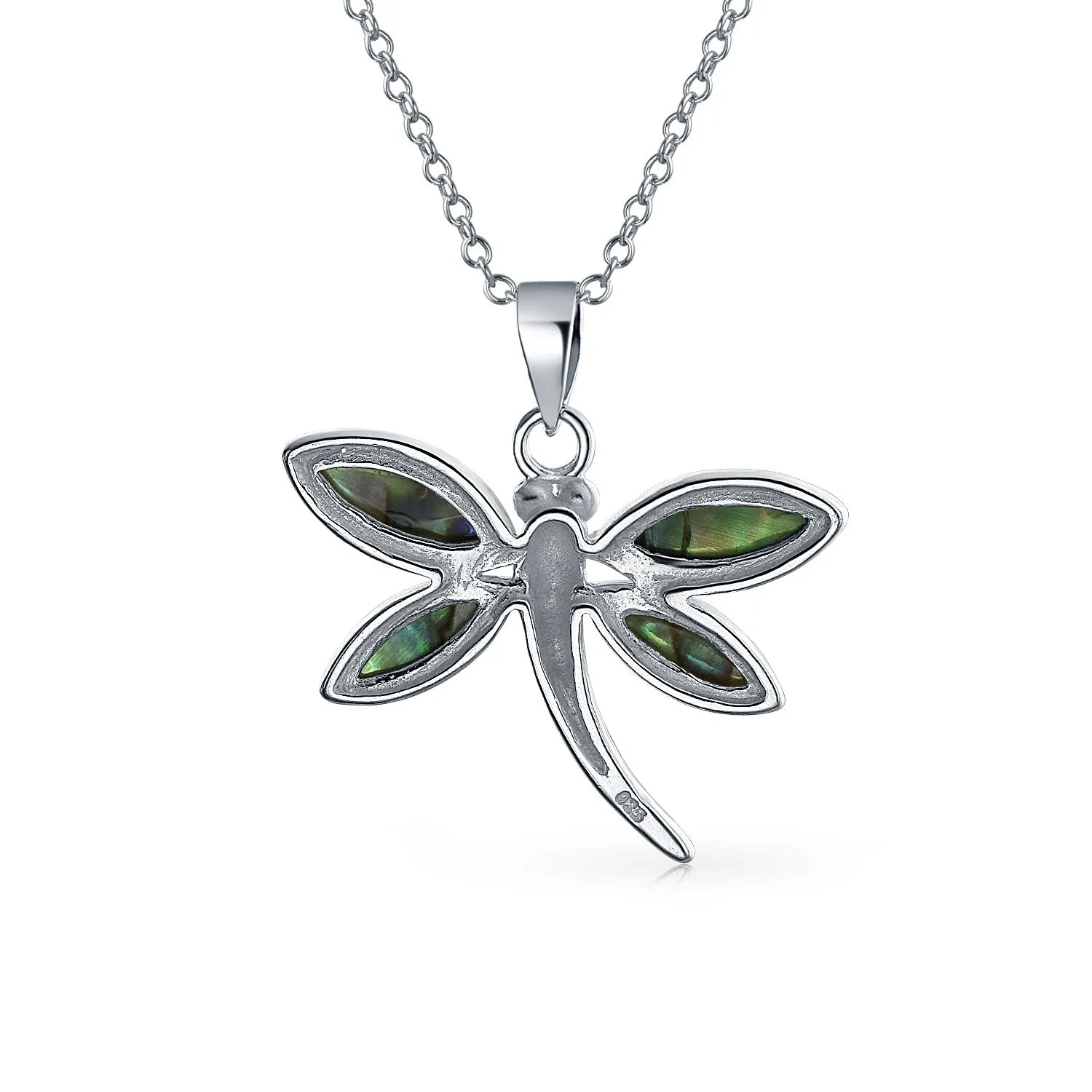 Rainbow Abalone Shell Butterfly Dragonfly Firefly Pendant Necklace Silver Chain