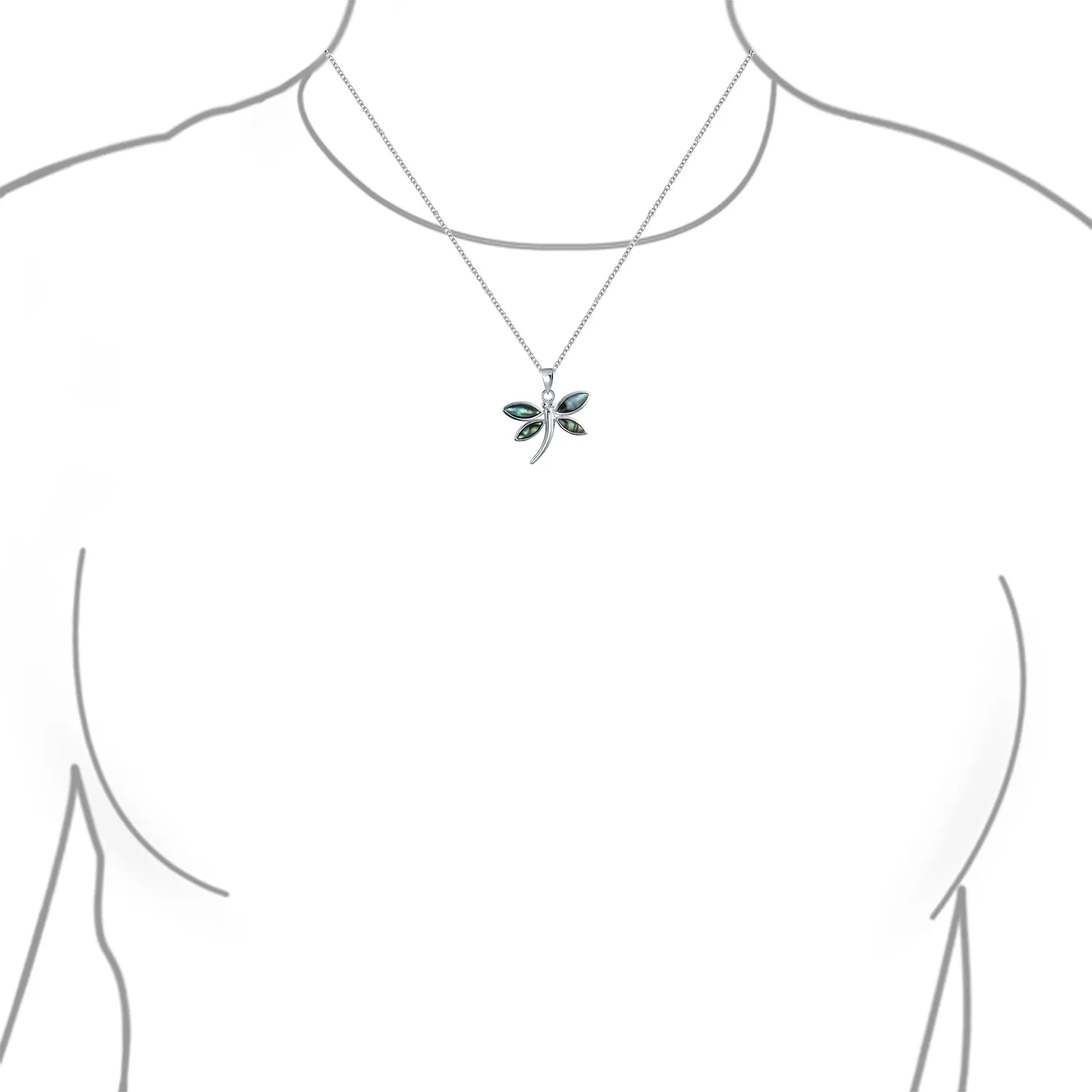 Rainbow Abalone Shell Butterfly Dragonfly Firefly Pendant Necklace Silver Chain