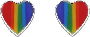 Rainbow Geometric 925 Sterling Silver Very Tiny Stud Earrings
