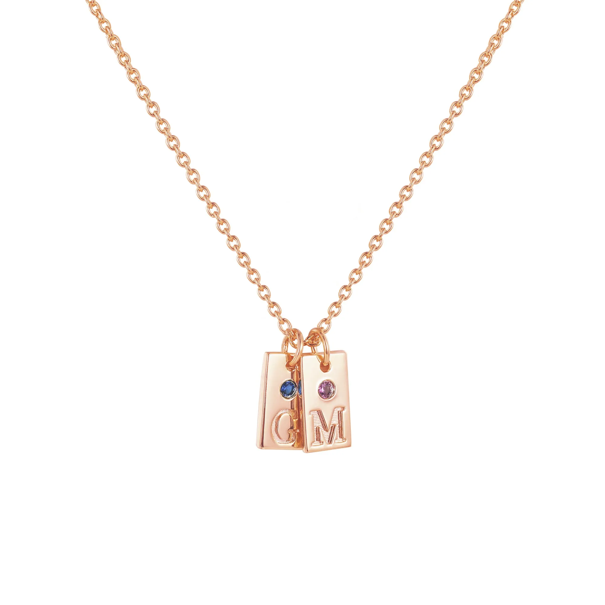 Rectangle Initial Gemstone Pendant