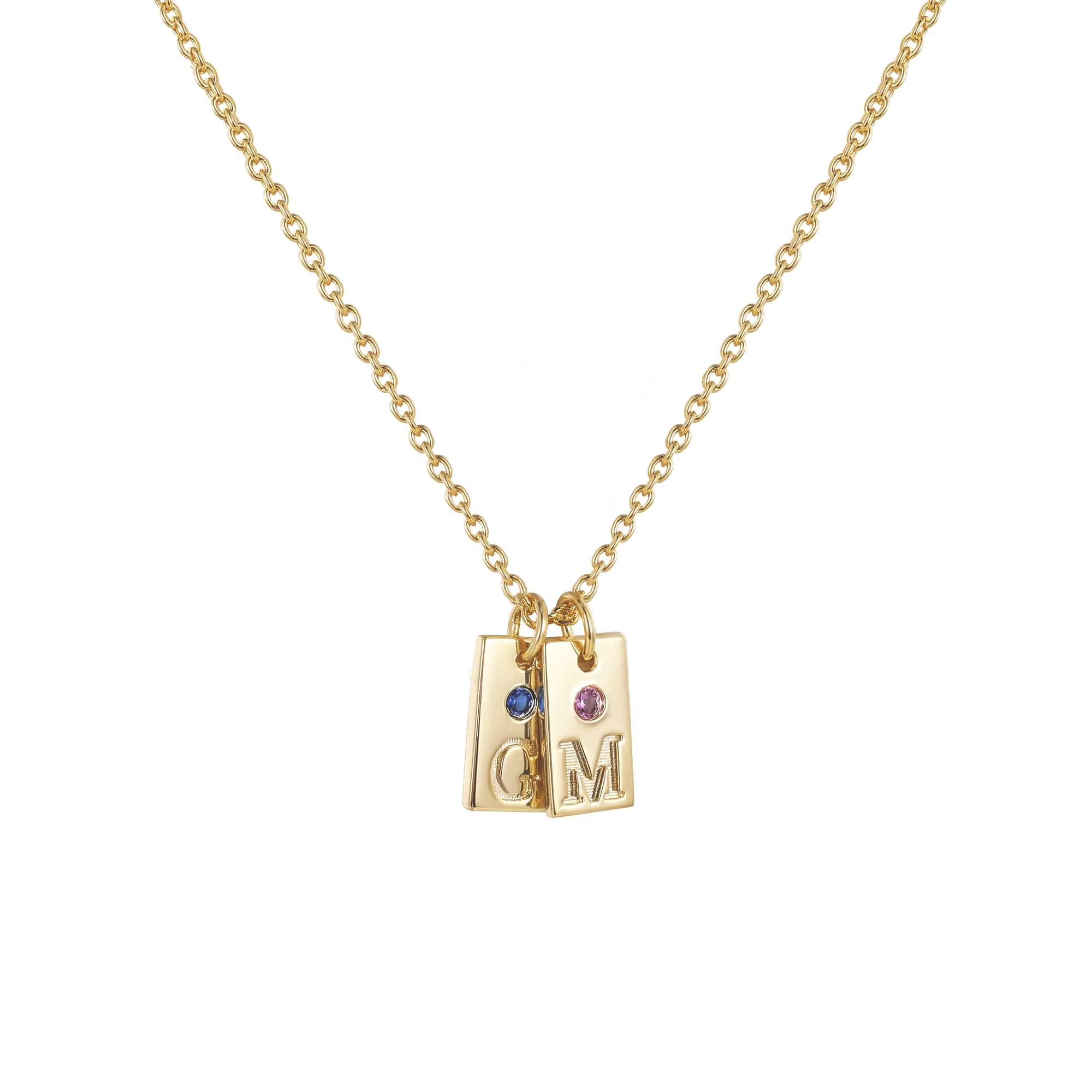 Rectangle Initial Gemstone Pendant