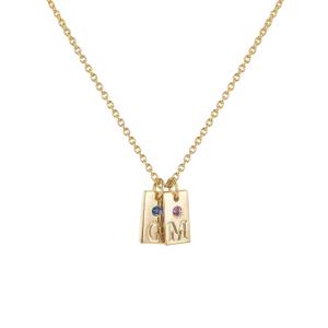 Rectangle Initial Gemstone Pendant