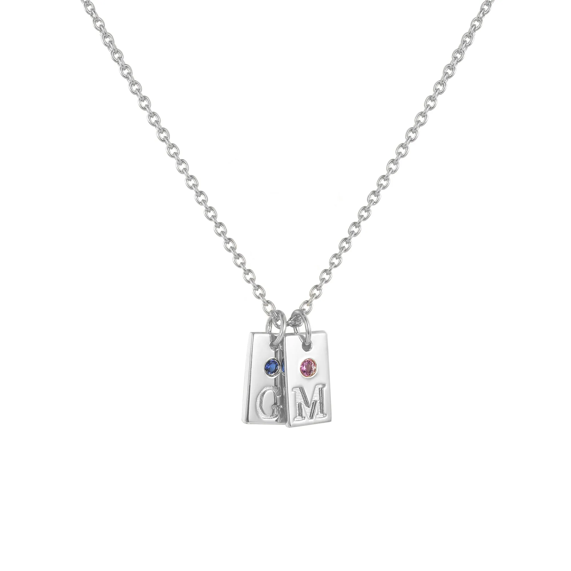 Rectangle Initial Gemstone Pendant