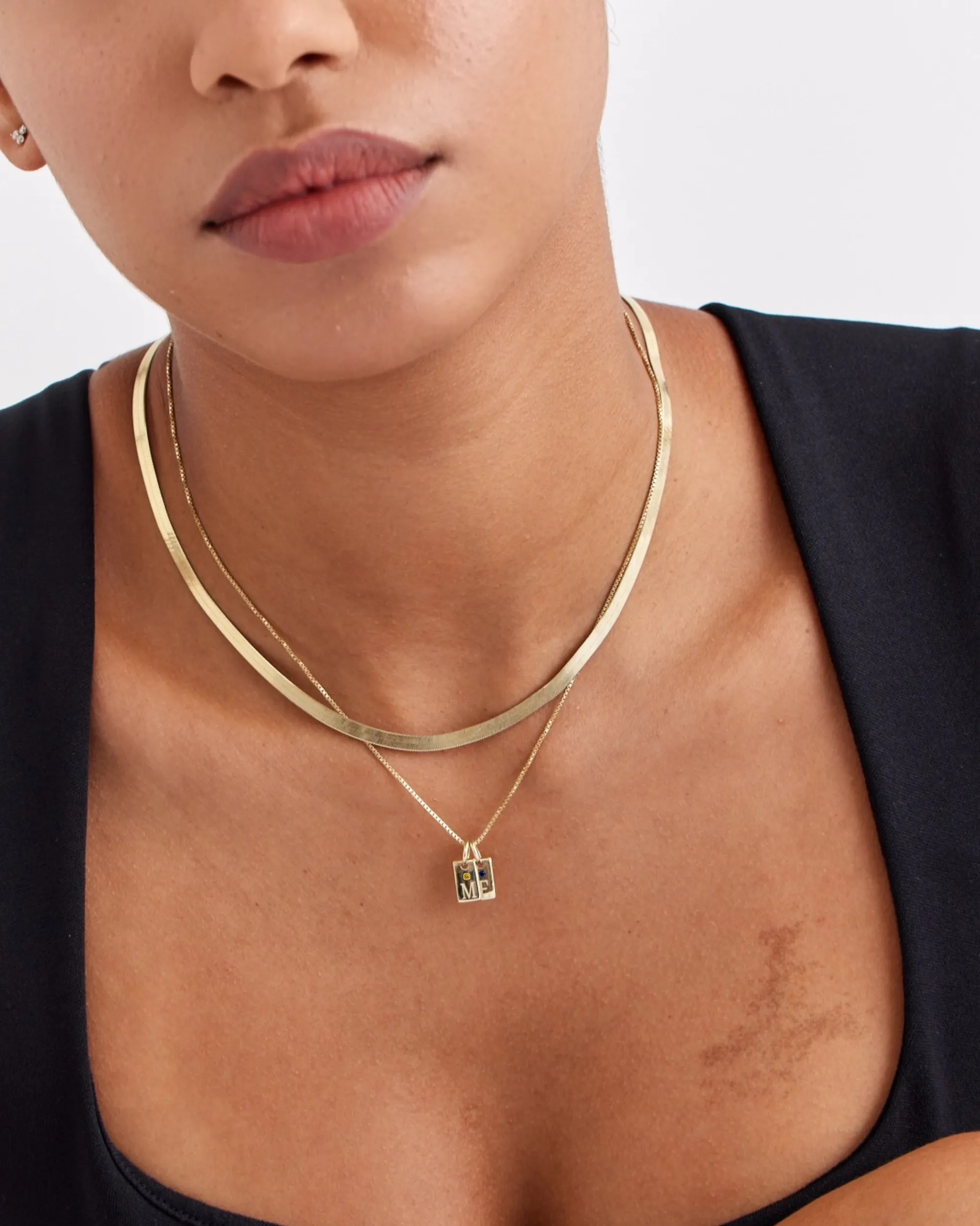 Rectangle Initial Gemstone Pendant