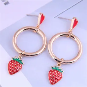 Red Berry Bliss: Vibrant Strawberry Hoop Earrings